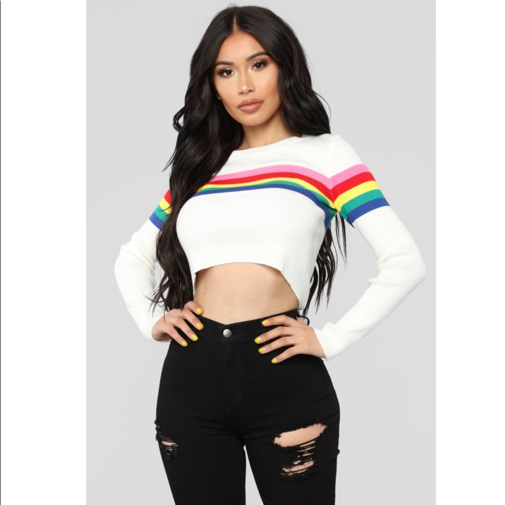 Fashion Nova rainbow stripe sweater